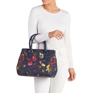 Emilia Printed Satchel - Navy Floral